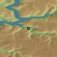 Shaded relief of the 45 km around Lærdalsøyri, drawn from the GMTED2010 grid