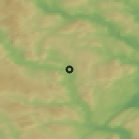 Shaded relief of the 45 km around Lampeland, drawn from the GMTED2010 grid