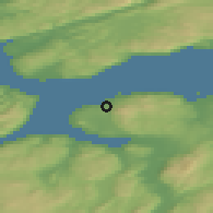 Shaded relief of the 44 km around Langørjan, drawn from the GMTED2010 grid