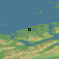 Shaded relief of the 44 km around Langøy, drawn from the GMTED2010 grid