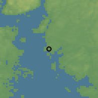 Shaded relief of the 46 km around Larkollen, drawn from the GMTED2010 grid