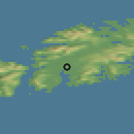 Shaded relief of the 41 km around Leknes, drawn from the GMTED2010 grid