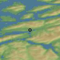 Shaded relief of the 42 km around Leland, drawn from the GMTED2010 grid