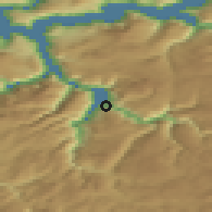 Shaded relief of the 45 km around Aurlandsvangen, drawn from the GMTED2010 grid