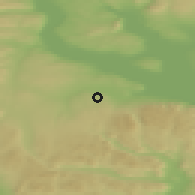 Shaded relief of the 45 km around Lensbygda, drawn from the GMTED2010 grid