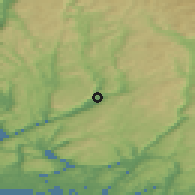 Shaded relief of the 46 km around Liknes, drawn from the GMTED2010 grid