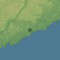 Shaded relief of the 46 km around Lillesand, drawn from the GMTED2010 grid
