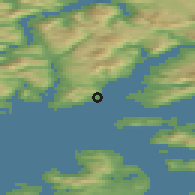 Shaded relief of the 41 km around Lødingen, drawn from the GMTED2010 grid