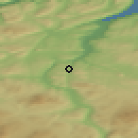 Shaded relief of the 44 km around Løkken Verk, drawn from the GMTED2010 grid
