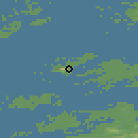 Shaded relief of the 42 km around Lovund, drawn from the GMTED2010 grid