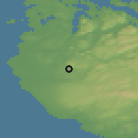 Shaded relief of the 46 km around Lyefjell, drawn from the GMTED2010 grid