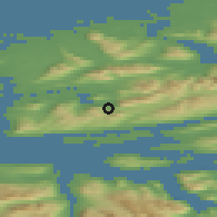 Shaded relief of the 44 km around Malme, drawn from the GMTED2010 grid