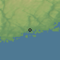 Shaded relief of the 46 km around Ausvika, drawn from the GMTED2010 grid