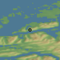 Shaded relief of the 44 km around Midsund, drawn from the GMTED2010 grid