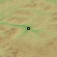 Shaded relief of the 44 km around Midtbygda, drawn from the GMTED2010 grid