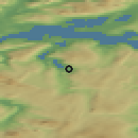 Shaded relief of the 42 km around Misvær, drawn from the GMTED2010 grid