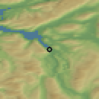 Shaded relief of the 43 km around Mosjøen, drawn from the GMTED2010 grid