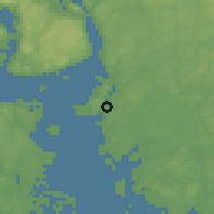 Shaded relief of the 46 km around Moss, drawn from the GMTED2010 grid