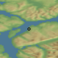 Shaded relief of the 41 km around Movik, drawn from the GMTED2010 grid
