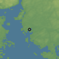 Shaded relief of the 46 km around Møvik, drawn from the GMTED2010 grid