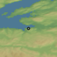 Shaded relief of the 44 km around Muruvik, drawn from the GMTED2010 grid