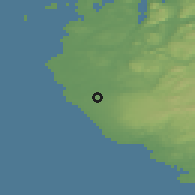 Shaded relief of the 46 km around Nærbø, drawn from the GMTED2010 grid
