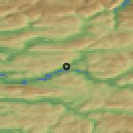 Shaded relief of the 45 km around Naustdal, drawn from the GMTED2010 grid