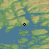Shaded relief of the 46 km around Nedstrand, drawn from the GMTED2010 grid