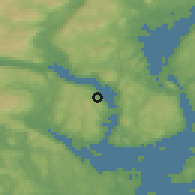 Shaded relief of the 45 km around Nesbygda, drawn from the GMTED2010 grid