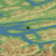 Shaded relief of the 44 km around Nesjestranda, drawn from the GMTED2010 grid