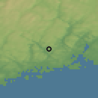 Shaded relief of the 46 km around Nodelandsheia, drawn from the GMTED2010 grid