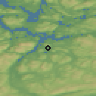 Shaded relief of the 43 km around Bangsund, drawn from the GMTED2010 grid
