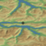 Shaded relief of the 44 km around Nordfjordeid, drawn from the GMTED2010 grid