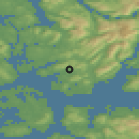 Shaded relief of the 45 km around Nordvik, drawn from the GMTED2010 grid
