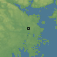 Shaded relief of the 46 km around Barkåker, drawn from the GMTED2010 grid