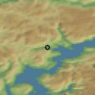 Shaded relief of the 45 km around Norheimsund, drawn from the GMTED2010 grid