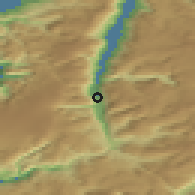 Shaded relief of the 45 km around Odda, drawn from the GMTED2010 grid