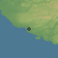 Shaded relief of the 46 km around Ogna, drawn from the GMTED2010 grid