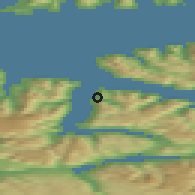 Shaded relief of the 40 km around Øksfjord, drawn from the GMTED2010 grid