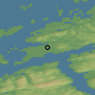 Shaded relief of the 44 km around Opphaug, drawn from the GMTED2010 grid