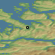 Shaded relief of the 44 km around Otnes, drawn from the GMTED2010 grid