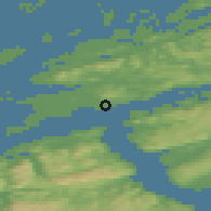 Shaded relief of the 44 km around Ottersbo, drawn from the GMTED2010 grid