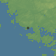Shaded relief of the 46 km around Øyenkilen, drawn from the GMTED2010 grid