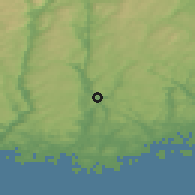 Shaded relief of the 46 km around Øyslebø, drawn from the GMTED2010 grid