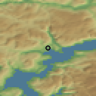 Shaded relief of the 45 km around Øystese, drawn from the GMTED2010 grid