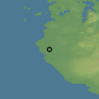 Shaded relief of the 46 km around Pollestad, drawn from the GMTED2010 grid