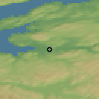 Shaded relief of the 44 km around Prestmoen, drawn from the GMTED2010 grid