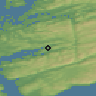 Shaded relief of the 44 km around Råkvågen, drawn from the GMTED2010 grid