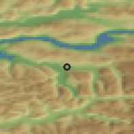 Shaded relief of the 44 km around Re, drawn from the GMTED2010 grid