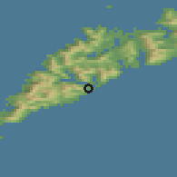 Shaded relief of the 42 km around Reine, drawn from the GMTED2010 grid
